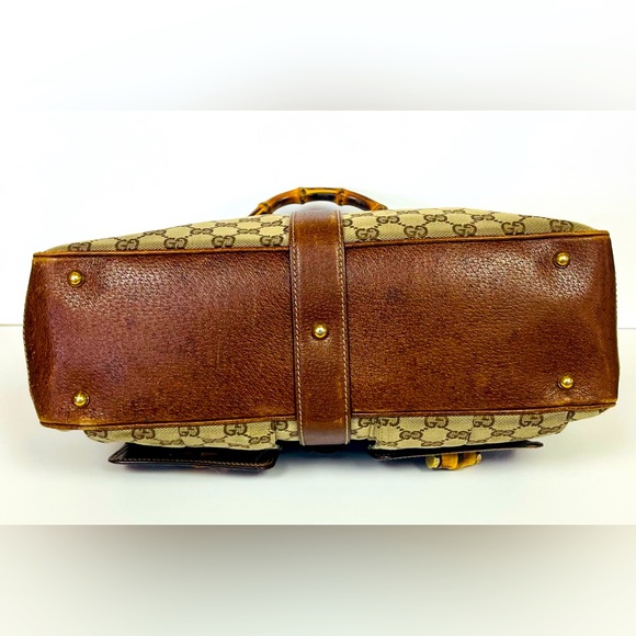 Vintage Gucci Monogram Bamboo Handle Handbag - Picture 8 of 11